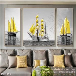 Tranh ghép thuận buồm xuôi gió in canvas