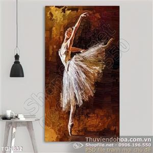 Tranh ghép có gái mưa ba lê nghệ thuật sơn dầu
