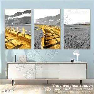 Tranh ghép bộ 3 tấm cây cầu vàng