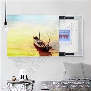 Tranh ghép chiếc đò nhỏ trên sông