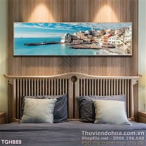 Tranh ghép thị trấn nhỏ xinh đẹp ven biển