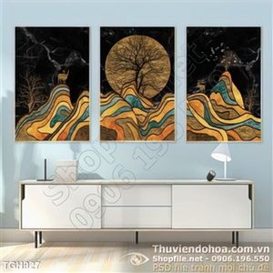 Tranh ghép trừu tượng ánh trăng đêm 3d wall decor