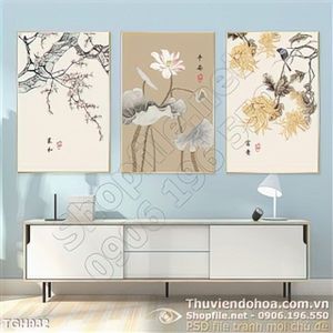 Tranh ghép hoa 3 tấm đẹp