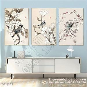 Tranh ghép in vải canvas hoa vector