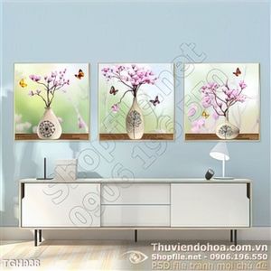 Tranh ghép bình hoa lụa 3d đẹp ấn tượng