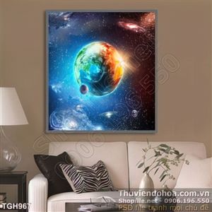Tranh ghép trái đất đẹp 3d