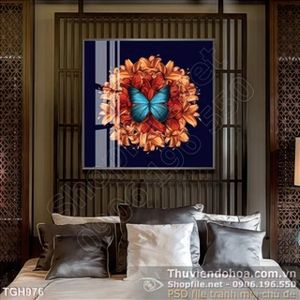 Tranh ghép nghệ thuật bông hoa và bươm bướm