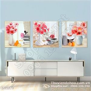 Tranh ghép bình hoa 3d màu hồng