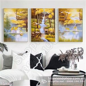 Tranh ghép khu rừng sơn dầu đẹp