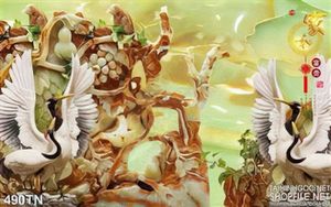 Tranh giả ngọc chim hạc và cây nho