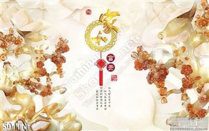 Tranh giả ngọc chim yến và hoa đào