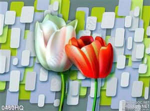 Tranh hoa tulip 3D dán tường đẹp