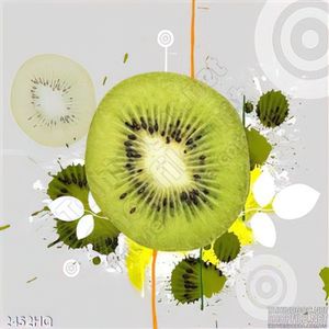 Tranh hoa lá và quả Kiwi đẹp