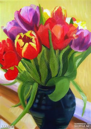 Tranh sơn dầu hoa tulip đẹp