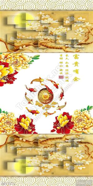 Tranh hoa sen, cá chép quần hội