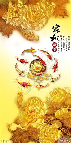 Tranh hoa sen, cá chép quần hội phong thủy