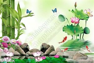 Tranh hoa sen, cá chép spa