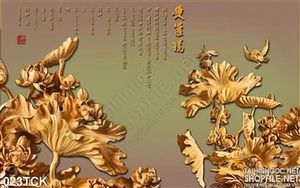 Tranh hoa sen điêu khắc gỗ