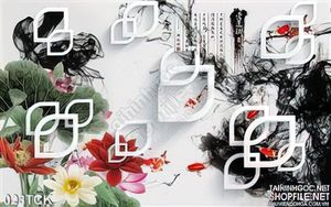 Tranh hoa sen, cá chép trang trí tường