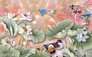 Tranh hoa sen, cá chép giả ngọc đẹp