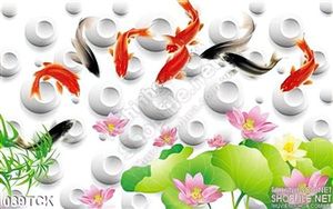 Tranh hoa sen, cá chép phong thủy