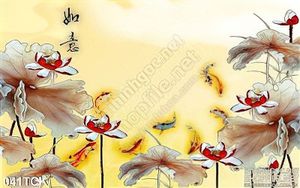 Tranh hoa sen, cá chép phong thủy