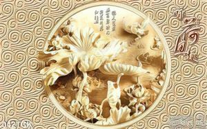 Tranh hoa sen, cá chép điêu khắc cổ điển