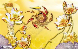 Tranh hoa sen, cá chép hội tụ