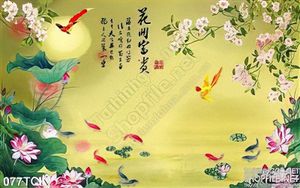 Tranh hoa sen, cá chép mùa xuân