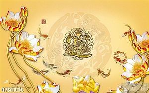Tranh hoa sen, cá chép kim tiền