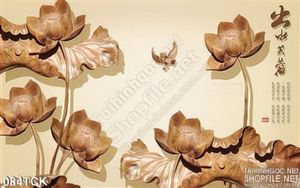 Tranh hoa sen, cá chép gỗ trang trí