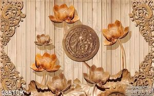 Tranh hoa sen điêu khắc gỗ