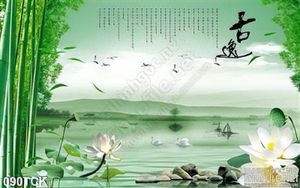 Tranh hoa sen, cá chép thư pháp treo tường