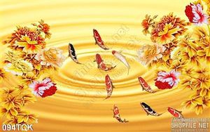 Tranh hoa sen, cá chép kim tiền