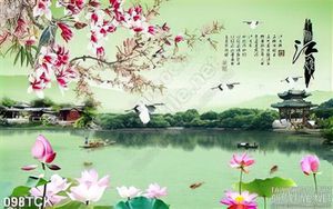 Tranh hoa sen, cá chép chim hạc