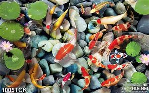 Tranh hồ nước trong vắt và dàn cá koi
