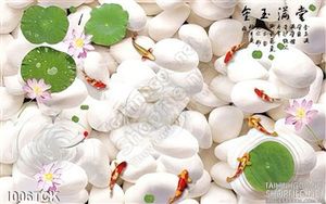 Tranh hồ cá sỏi trắng và cá chép