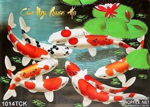Tranh cá chép vẽ đẹp ấn tượng 3d
