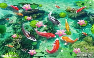 Tranh cá chép và hồ nước xanh biếc