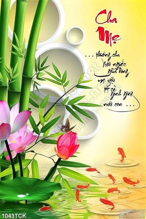 Tranh cha mẹ 3d cá chép hoa sen