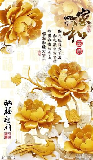 Tranh hoa sen kim tiền trang trí