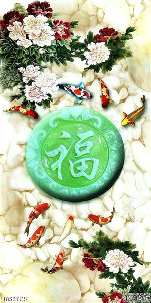 Tranh giả ngọc cá chép hoa sen