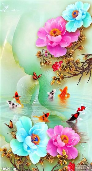 Tranh bông hoa giả ngọc và cá chép