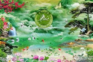 Tranh giả ngọc chữ phúc và hoa sen
