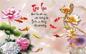 Tranh tài lọc cá chép và hoa sen 3d