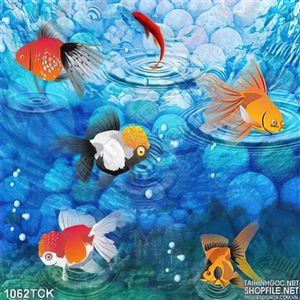 Tranh cá vàng bơi tung tăng 3d in wall