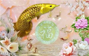 Tranh cá rồng bẳng vàng phú quý