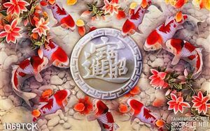 Tranh cá chép quần tự đẹp psd in uv