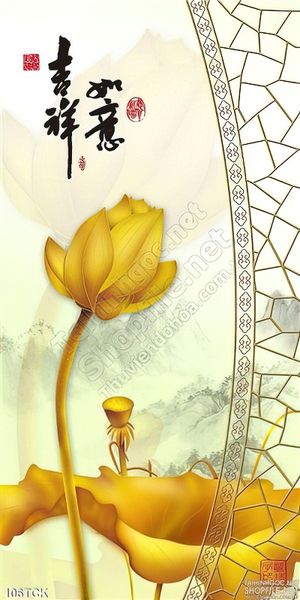 Tranh hoa sen kim tiền vàng