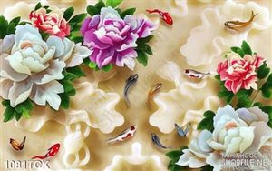 Tranh mẫu đơn giả ngọc wall in uv